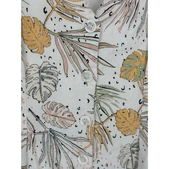 MINKPINK Wild Coast Romper White Yellow Green Floral V-Neck Bohemian Casual M - Picture 5 of 9